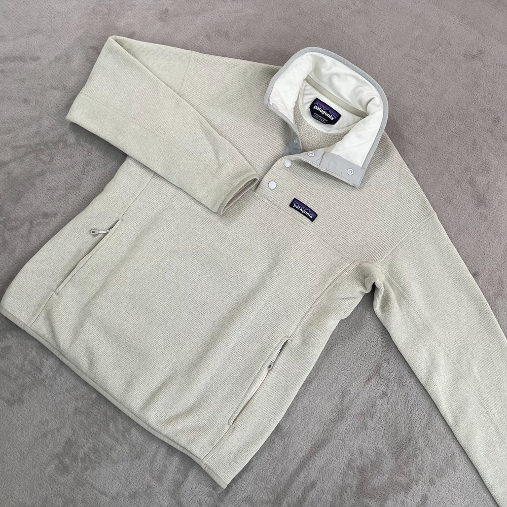 Patagonia Light Weight Better Sweater Marsupial Pullover Women Small Ivory‎ Hike